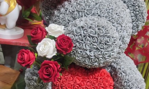 Maxi ours roses de mousse 95  cm