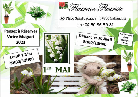 1 mai 2023, Muguet, Horaire ouverture 1 Mai fleuriste, bouquet de muguet 