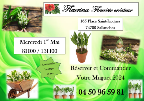 1er Mai 2024 ,muguet, pot de muguet, bouquet de muguet, brin de muguet, horaire 1er mai, livraison, reservation