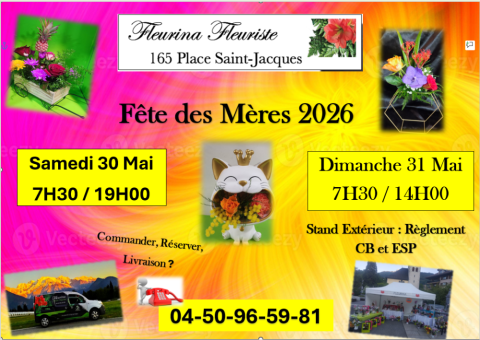 Fêtes des Mères 2026, bouquet fleurs, livraison, horaires ouverture,  Dimanche 31 Mai 