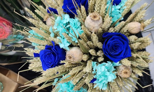 Bouquet bleu fleurs séchées