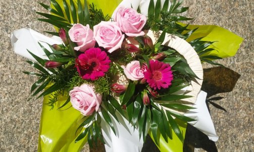 Bouquet bulle rose vert 